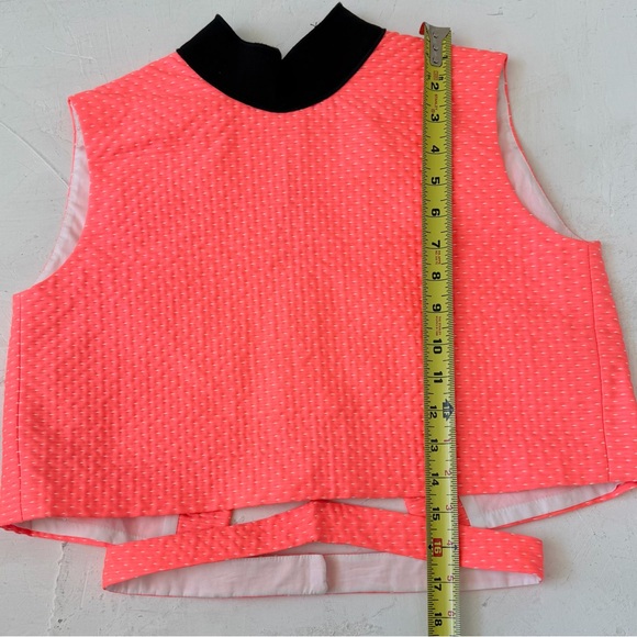 Victoria Beckham Neon Orange Sleeveless Cropped Top Matching Pencil Skirt Sz 2 - Picture 8 of 12